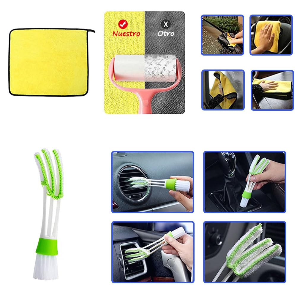 Juego de 15 Cepillos para Detalles Limpieza de Coche - Cepillos para Rueda, Kit de Limpieza de Coche, Kit Profesional de Cuidado de Coche, para Limpiar Ruedas de Coche y Exterior Interior (15PCS)