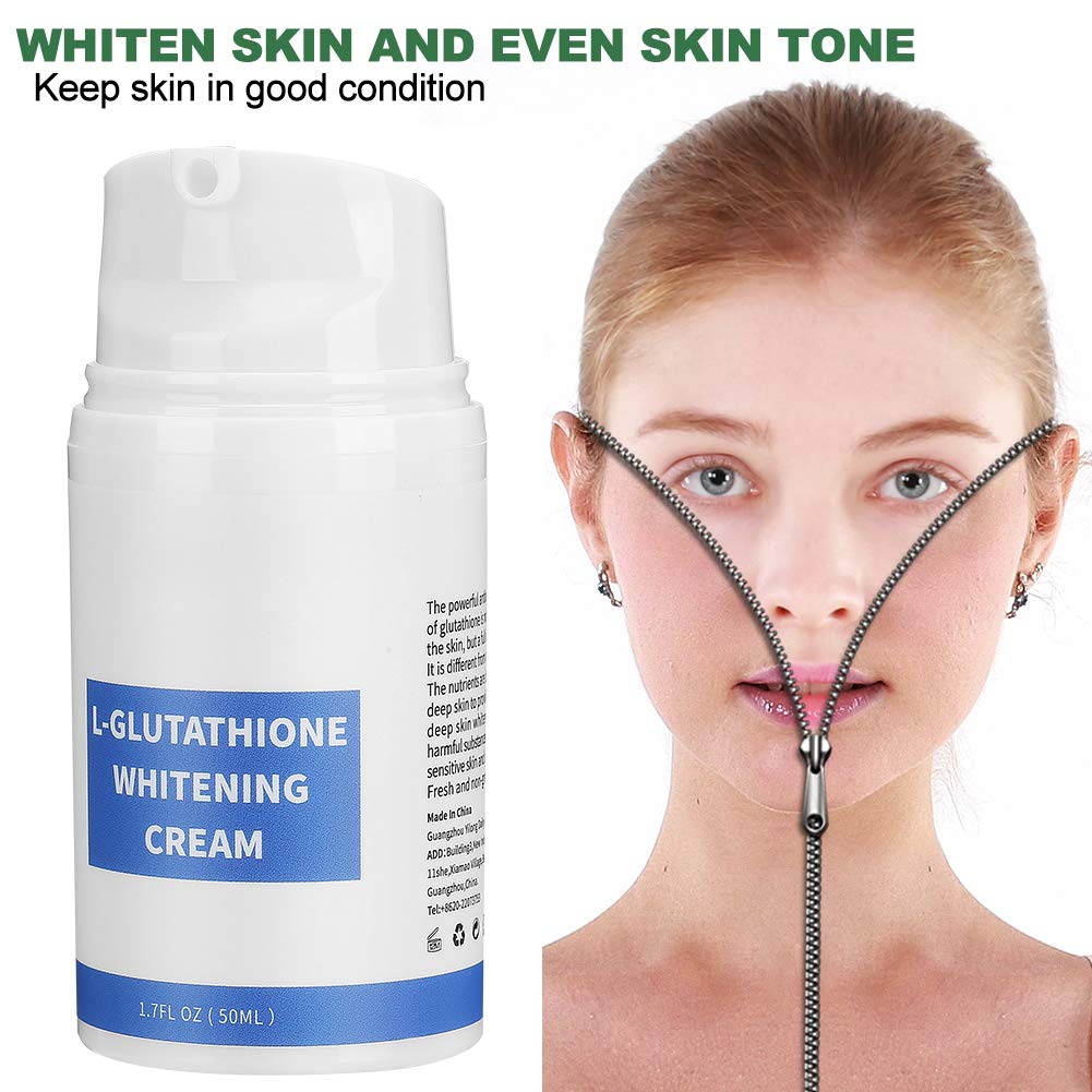 Crema Facial Blanqueadora con Glutatión, Crema Facial Hidratante Iluminadora Antiarrugas de 50 Ml, Mejora el Tono de la Piel, Aclara Manchas y Líneas Finas para una Piel