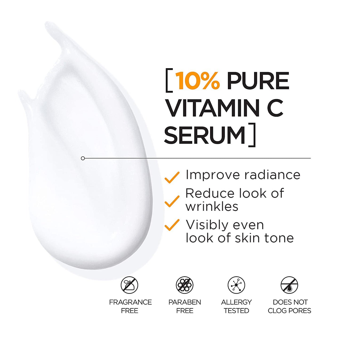 Suero de vitamina C de L'Oreal Paris, Revitalift Derm Intensives Pure Vitamin C para piel radiante y más brillante, tono de piel uniforme y arrugas visiblemente reducidas, sin parabenos, no comedógeno