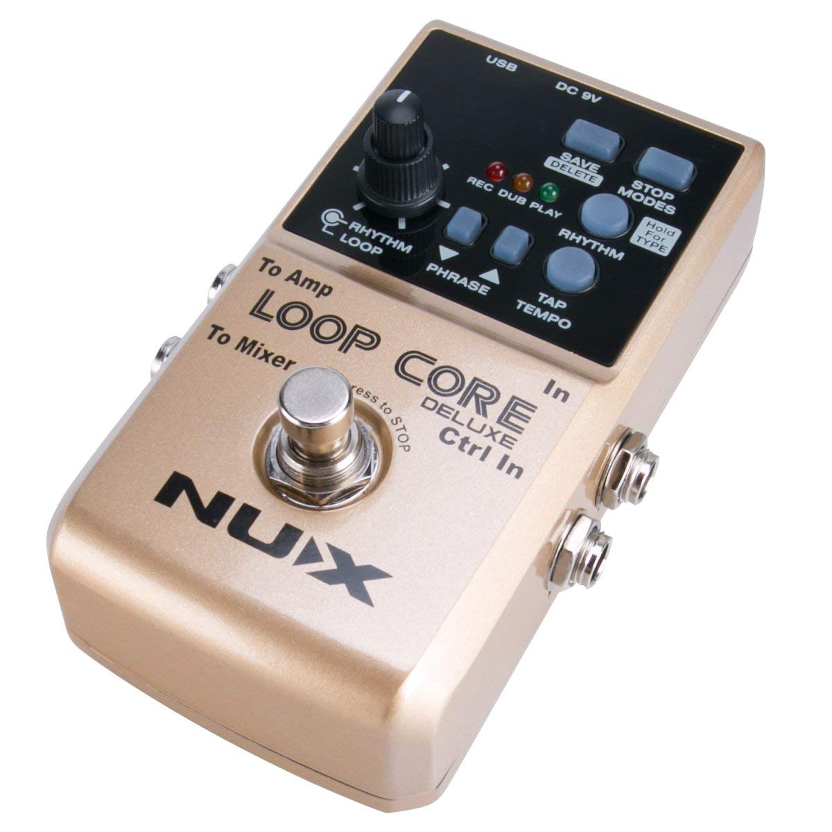 Bucle de Guitarra NUX Loop Core Deluxe Dorado con 8 Horas de Tiempo y Detección Automática de Tempo