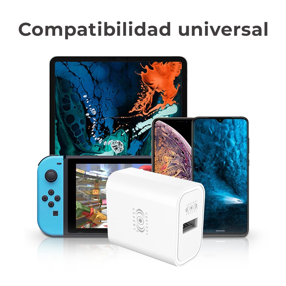 CONTROL EXPERT Cargador Universal USB Carga Rápida 5V 2.1A (Blanco)