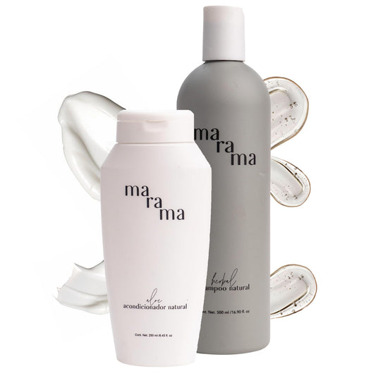 MARAMA | Herbal Kit | Shampoo sin Parabenos + Aloe Acondicionador sin Parabenos | Tratamiento para Cabello Maltratado - Aloe Vera | Anti Frizz Cabello | Vegano - Cruelty-Free