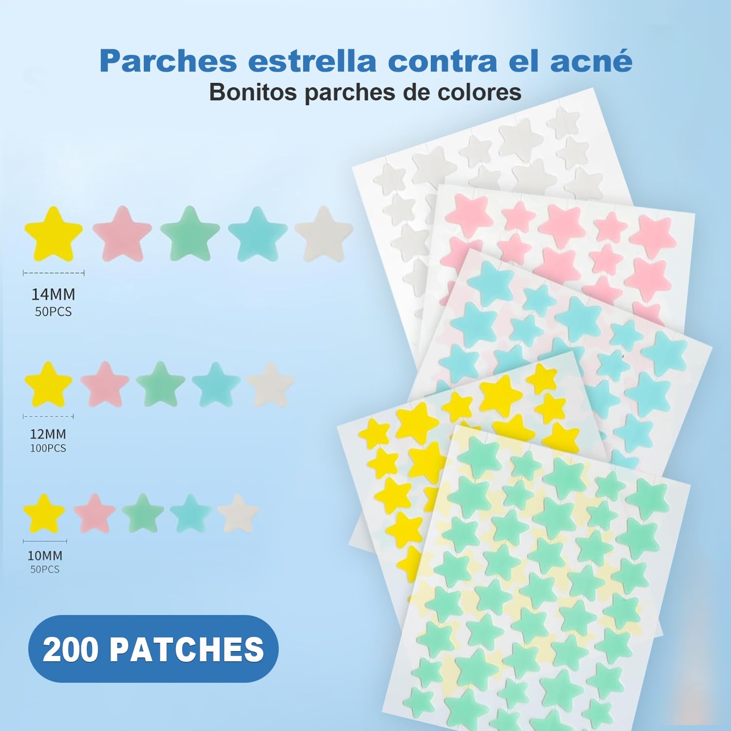 Parches para Acne,Pimple Patch,200 Almohadillas Hidrocoloides para Espinillas, Parches para Espinillas, Pimple Reduce Enrojecimiento,Forma de Estrella, Pueden Absorber la Secreción (Rojo)