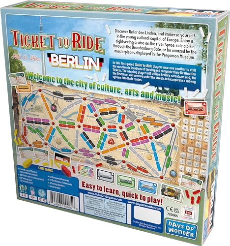 Juego de mesa Ticket to Ride Berlin – Juego de estrategia de construcción de rutas de tren, divertido juego familiar para niños y adultos, de 8 años en adelante, 2 a 4 jugadores, tiempo de juego de 10