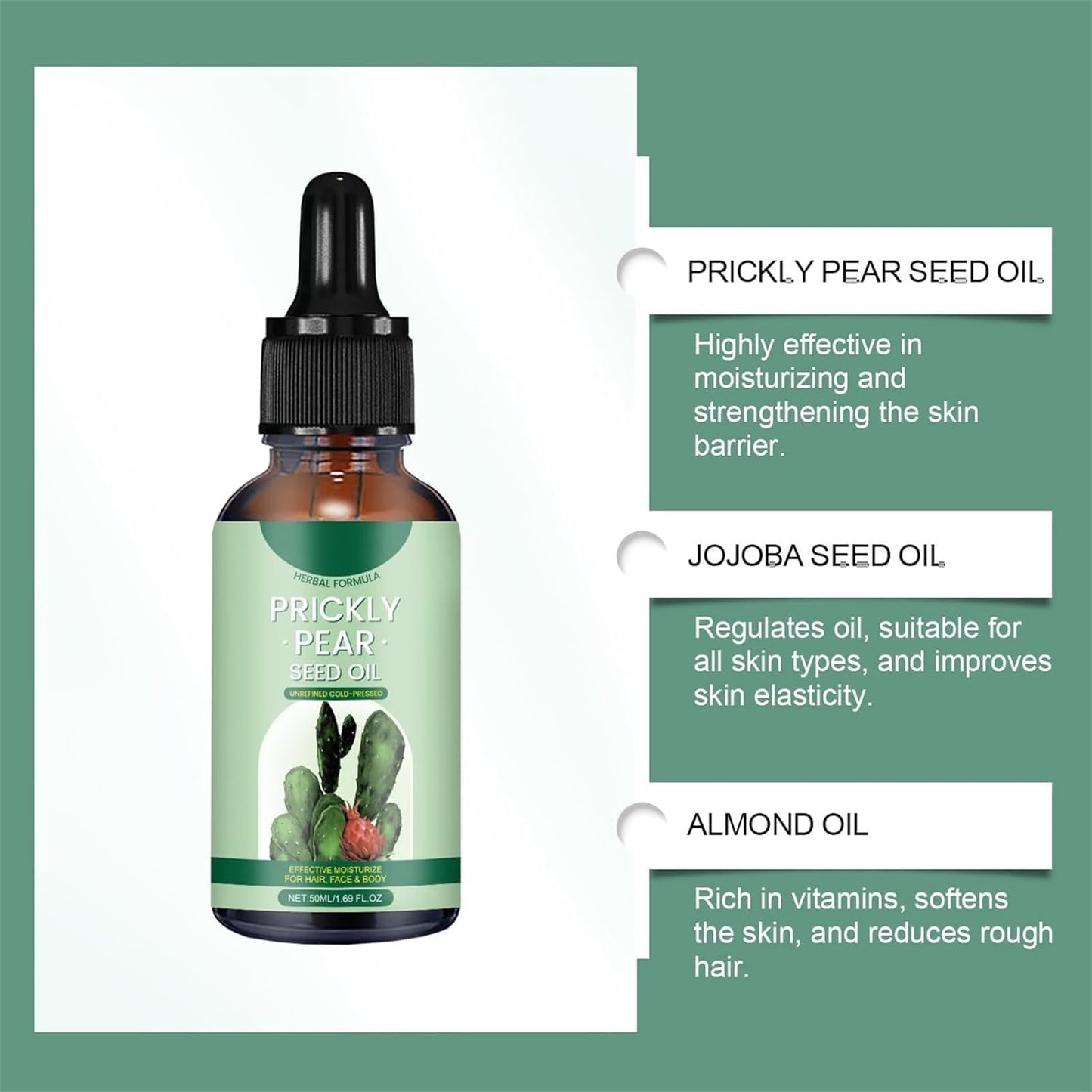 Aceite orgánico de semilla de higo chumbo: hidratación profunda para piel seca - Rostro y cuerpo. Beneficios del aceite de cactus prensado en frío.