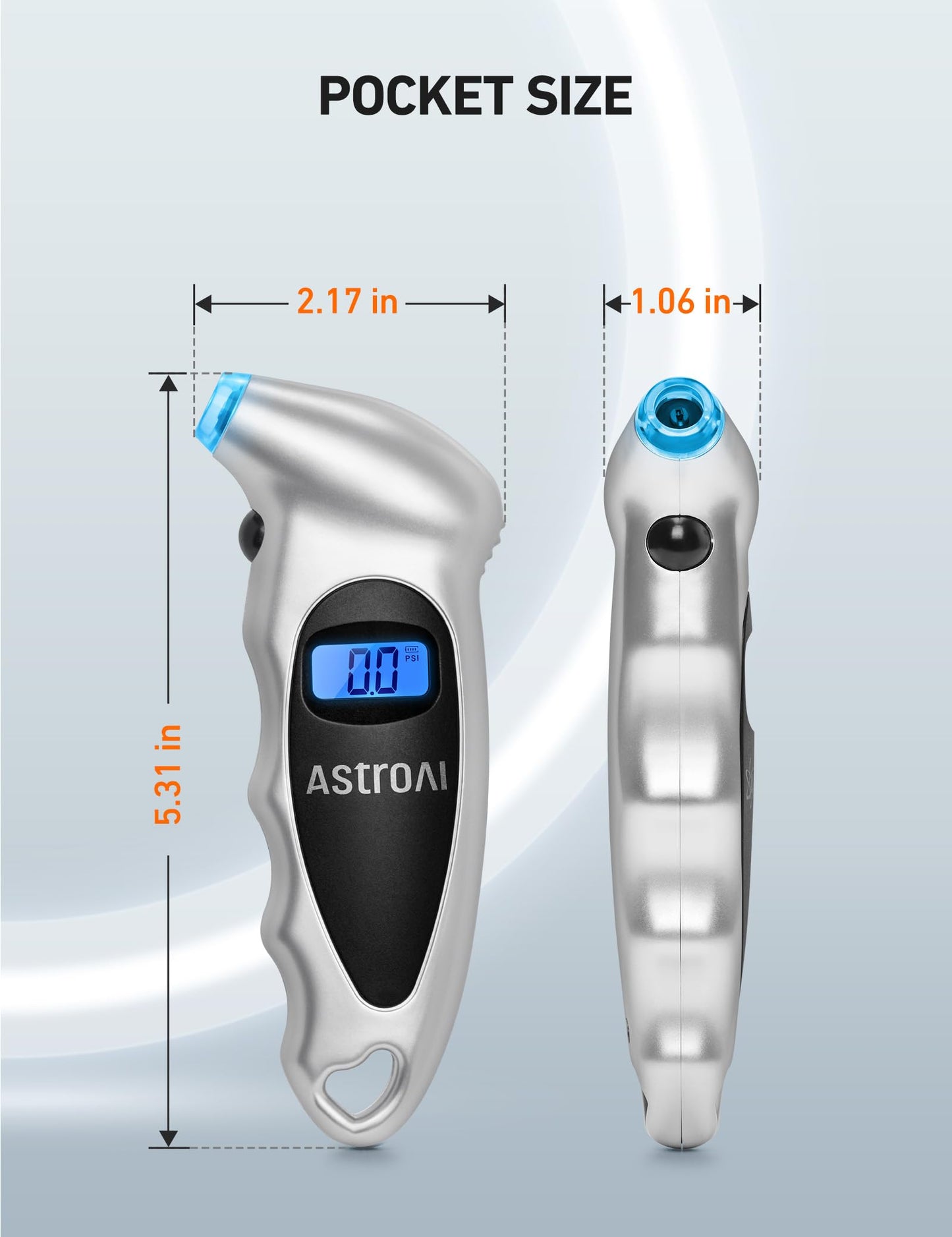 AstroAI Medidor de Presión Llantas 150 PSI Neumáticos Moto Bicicleta Coche (plata)