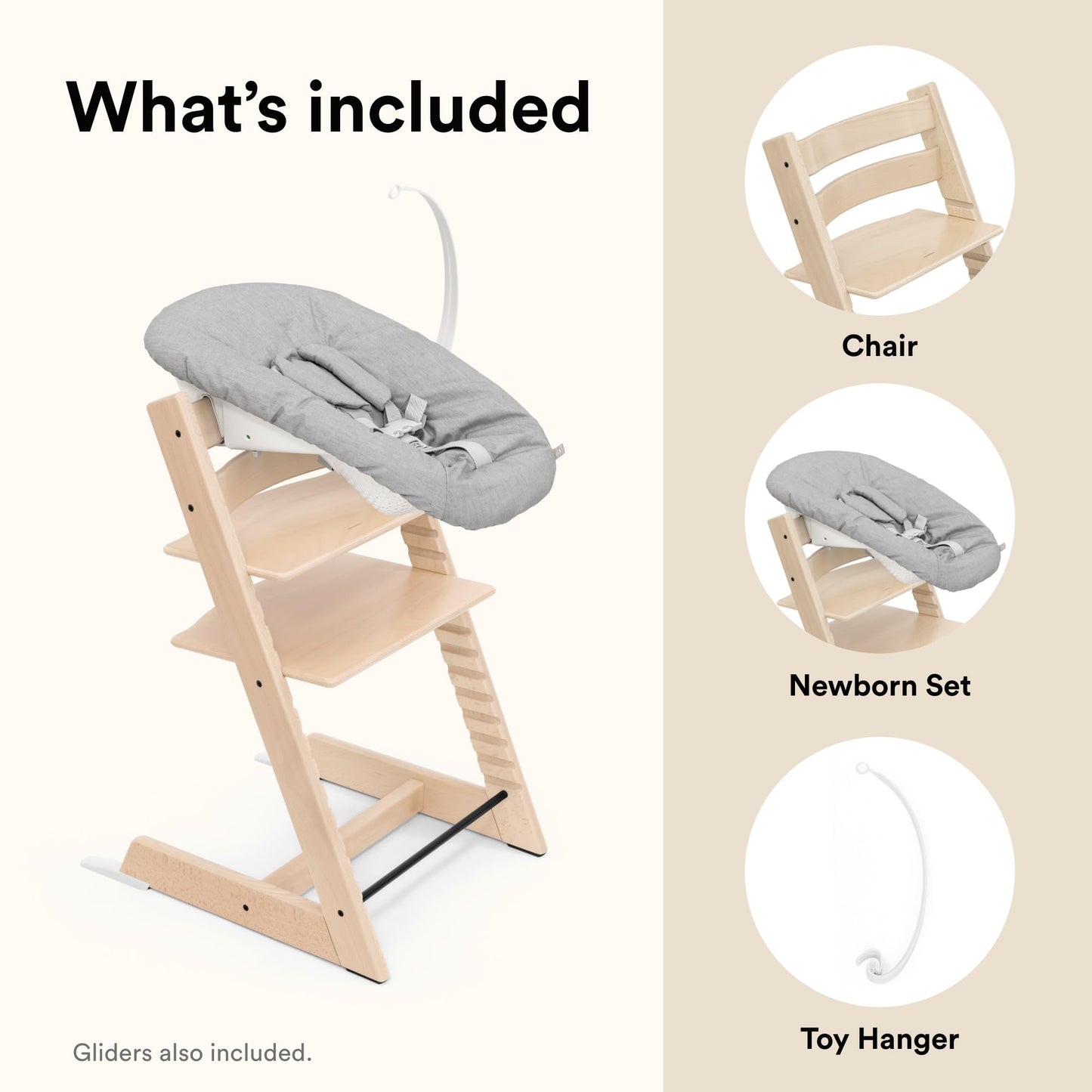 Silla Tripp Trapp de Stokke con Newborn Set (Gris) - Para recién nacidos hasta 9 kilos - Acogedor, seguro y fácil de usar