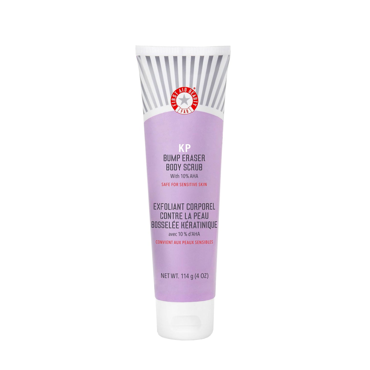 First Aid Beauty- Exfoliante corporal KP Bump Eraser con 10% de AHA, exfoliante para piel con queratosis pilaris con ácido glicólico y lactosa.