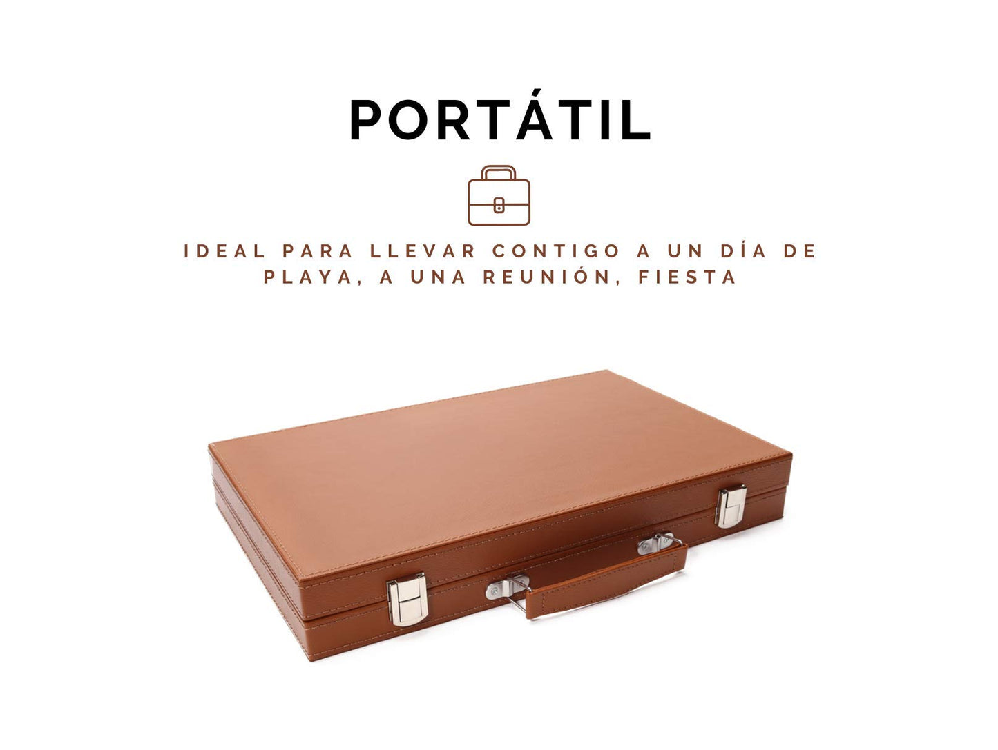 hanylish Backgammon de Cuero Sintético Profesional Elegante con Estuche, Set Completo - Tablero, Dados, Fichas y Cubilete para 2 Jugadores a Partir de 12 Años
