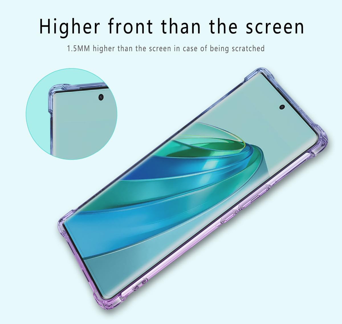 DABUNA Funda para Huawei Y9 Prime 2019 Case Uso Rudo,Transparente Colores Degradados Protectora de Cámara Anticaída Carcasa Bumper(Púrpura Azul)