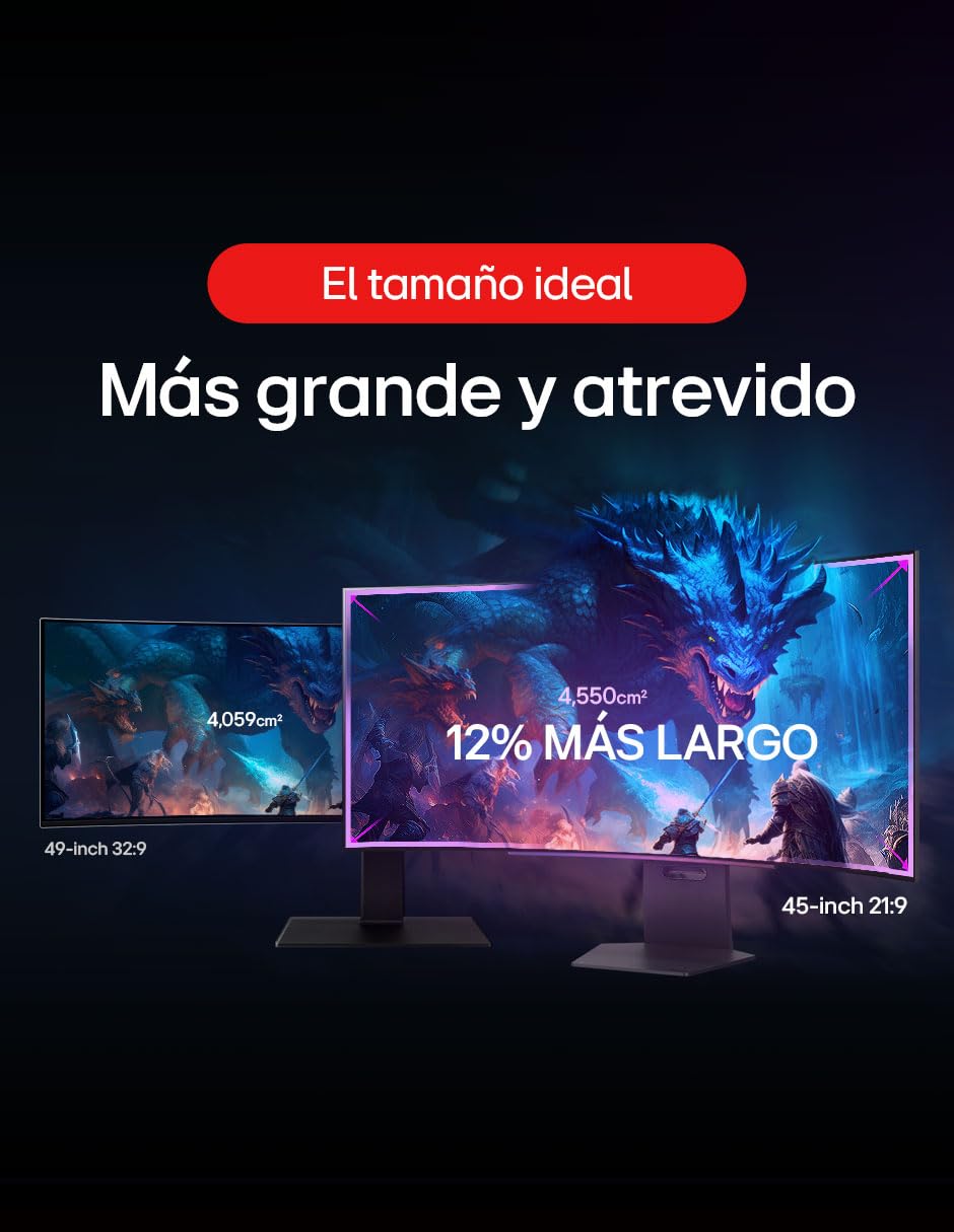 LG Monitor 45GS95QE OLED WQHD(3,440 x 1,440) Gaming 45" Ultra Gear, 240 Hz, 0.03 ms(GtG), Contrast Ratio 1.500M:1, Compatible con NVIDIA G-Sync AMD FreeSync Premium.
