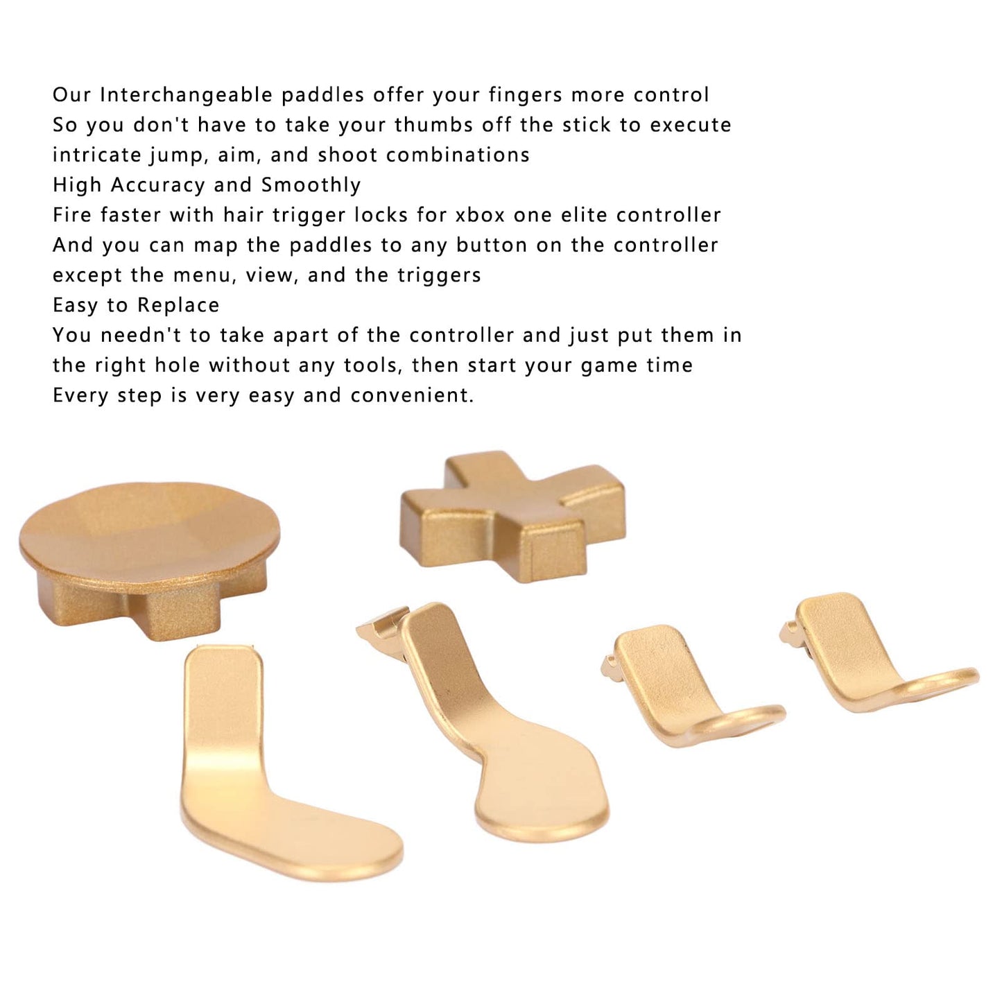 Almohadillas y Paletas de Metal ASHATA Dorado Intercambiables para One Elite Series 2