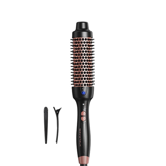Wavytalk Pro - Cepillo térmico para aspecto soplado, cepillo redondo iónico de 1 1/2 pulgadas que hace que el cabello sea más suave, cepillo térmico redondo de doble voltaje obtenga rizos naturales,