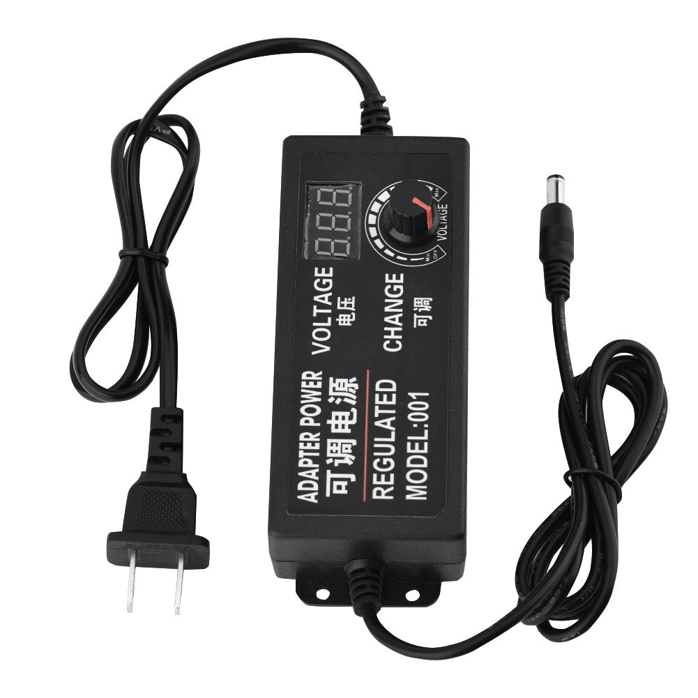 Adaptador de Corriente Ajustable con Pantalla LED Anti-interferencia 9-24V AC/DC