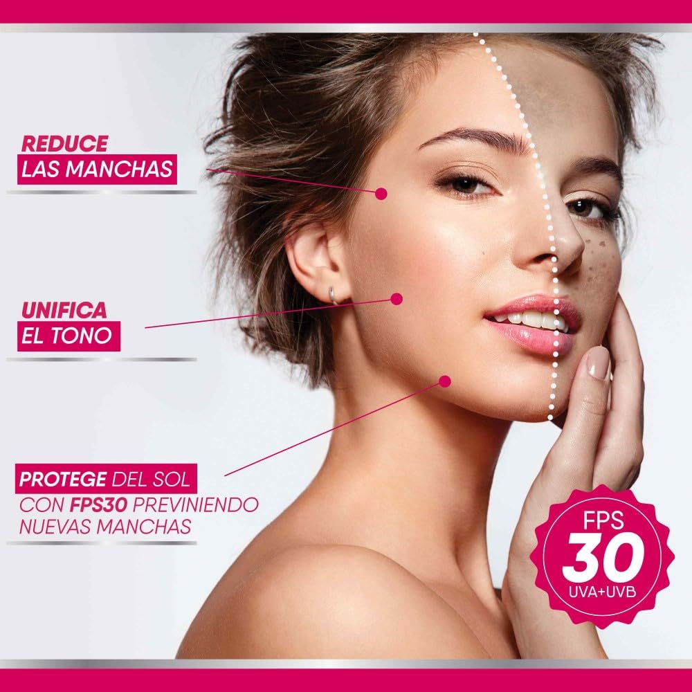 CICATRICURE - Crema facial Anti-manchas. Efecto de triple acción, despigmentante, antioxidante y unificante de la piel, con FPS 30. Uso para cara y cuello, presentación de 50g