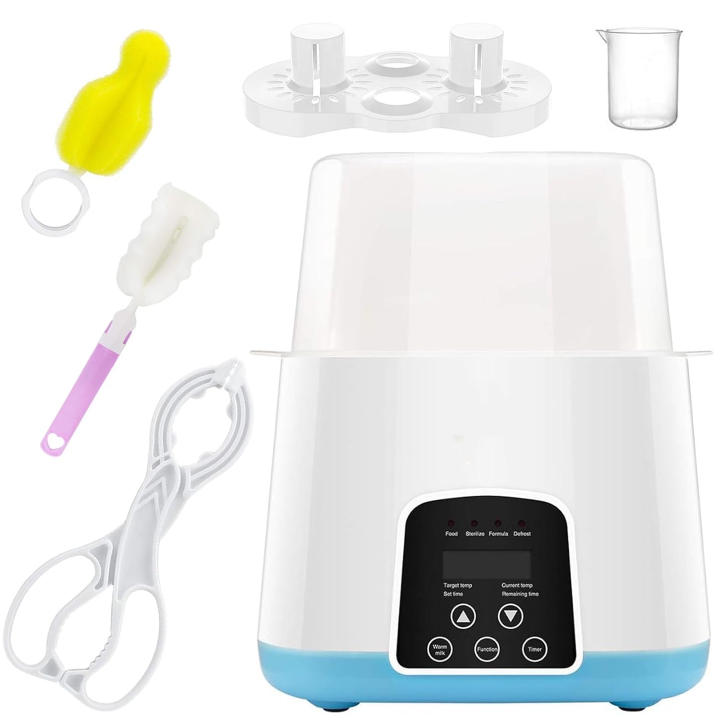 Calienta Biberones, Esterilizador con Calentador Multifuncional Portátil 6 en 1, Vaporizador de Comida para Bebé, Control de Temperatura Las 24 Horas, sin BPA para calor de Tarros de Comida para Bebé