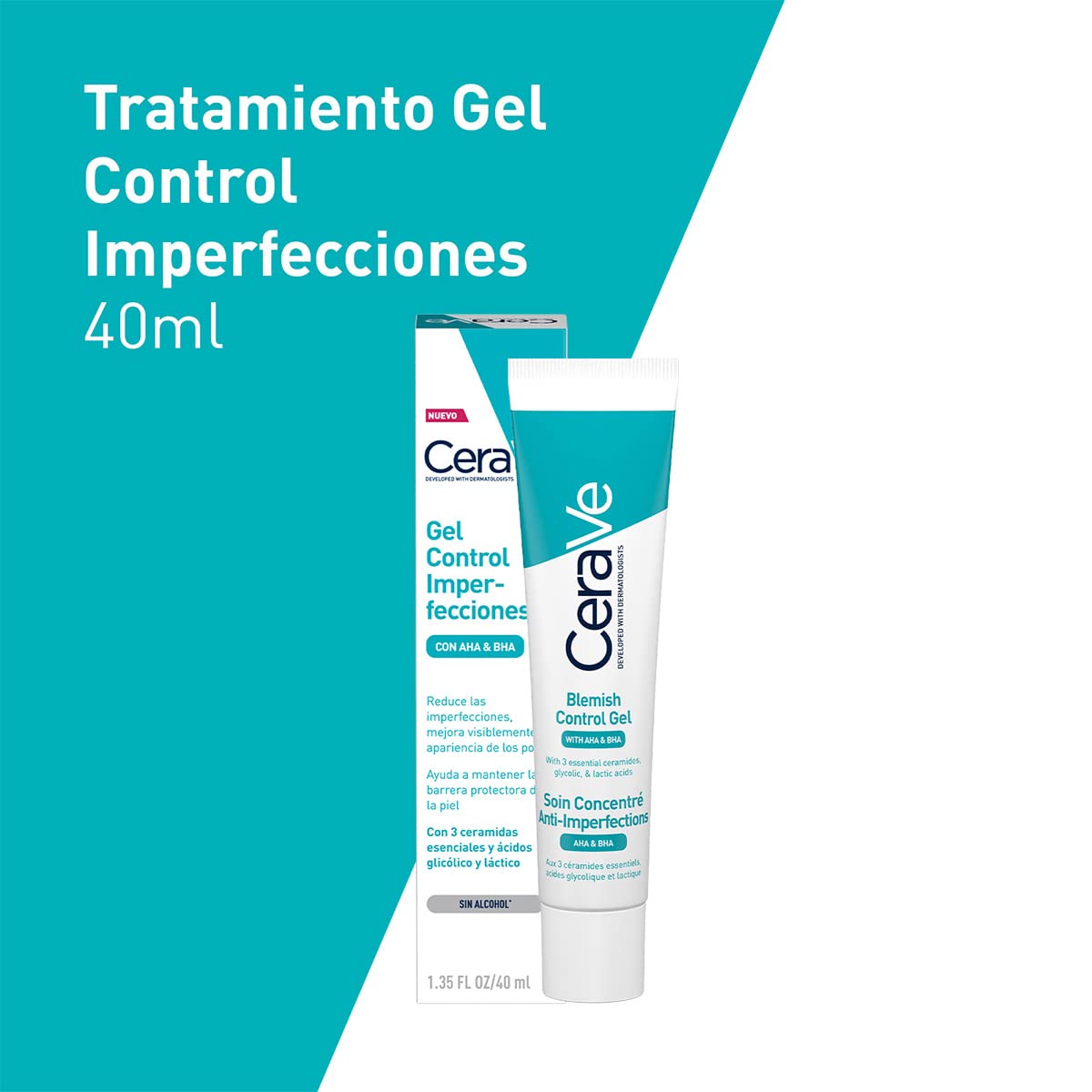 Cerave Gel Facial tratamiento Anti-imperfecciones Para Piel Grasa o Acne, 40ml