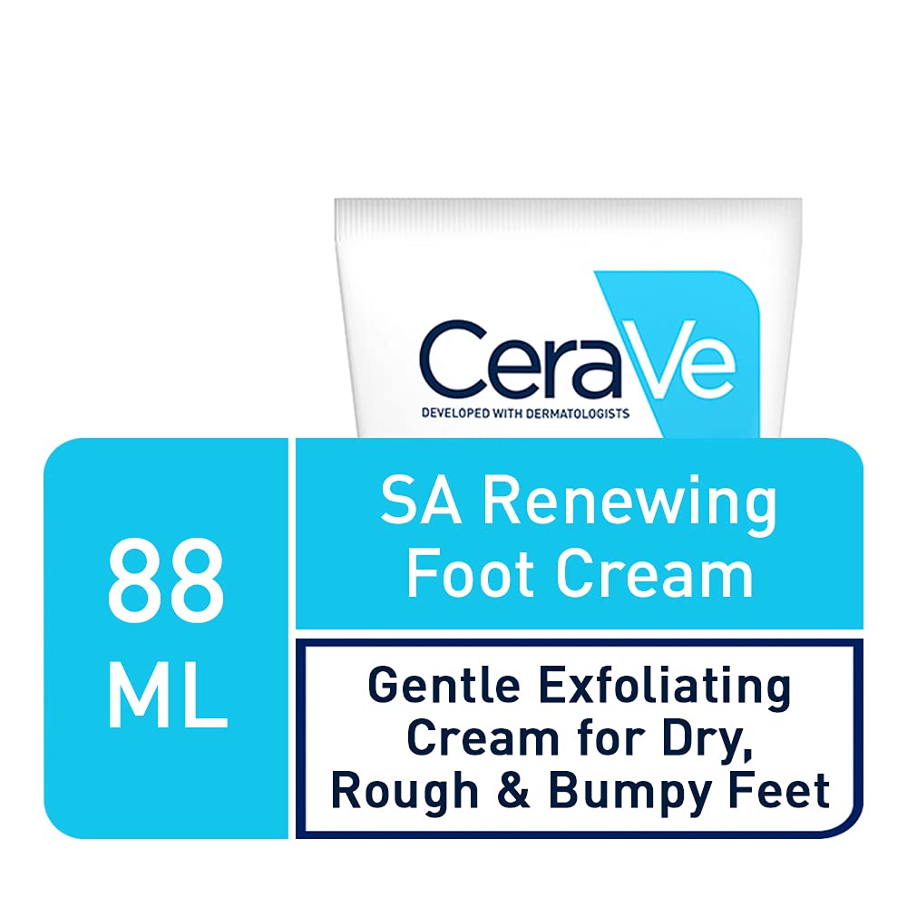 CeraVe Gel Limpiador Espumoso |237ml| Limpiador diario para piel mixta, grasa o con acné | Libre de fragancia + Crema Renovadora de Pies | 88 ml| Crema hidratante para pies con ácido salicílico