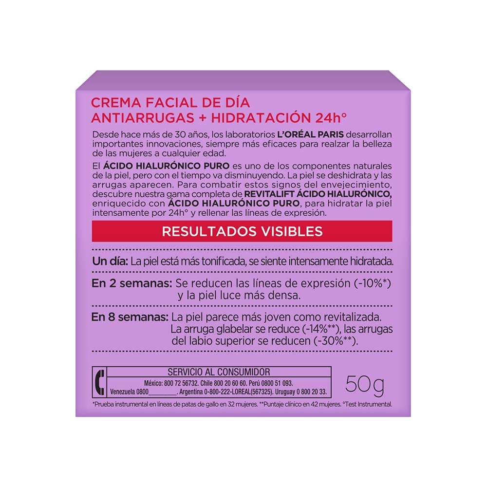 L'Oréal Paris Crema de Día Revitalift Ácido Hialurónico, 50ml