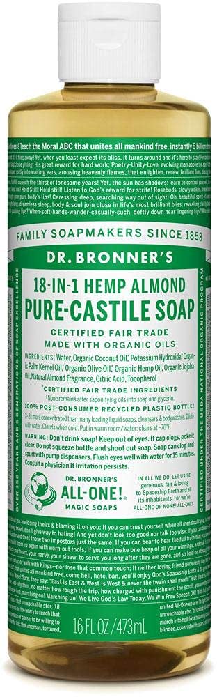 Dr. Bronner's Dr. Bronner Jabón líquido de aceite de almendras, 16 Fl Oz