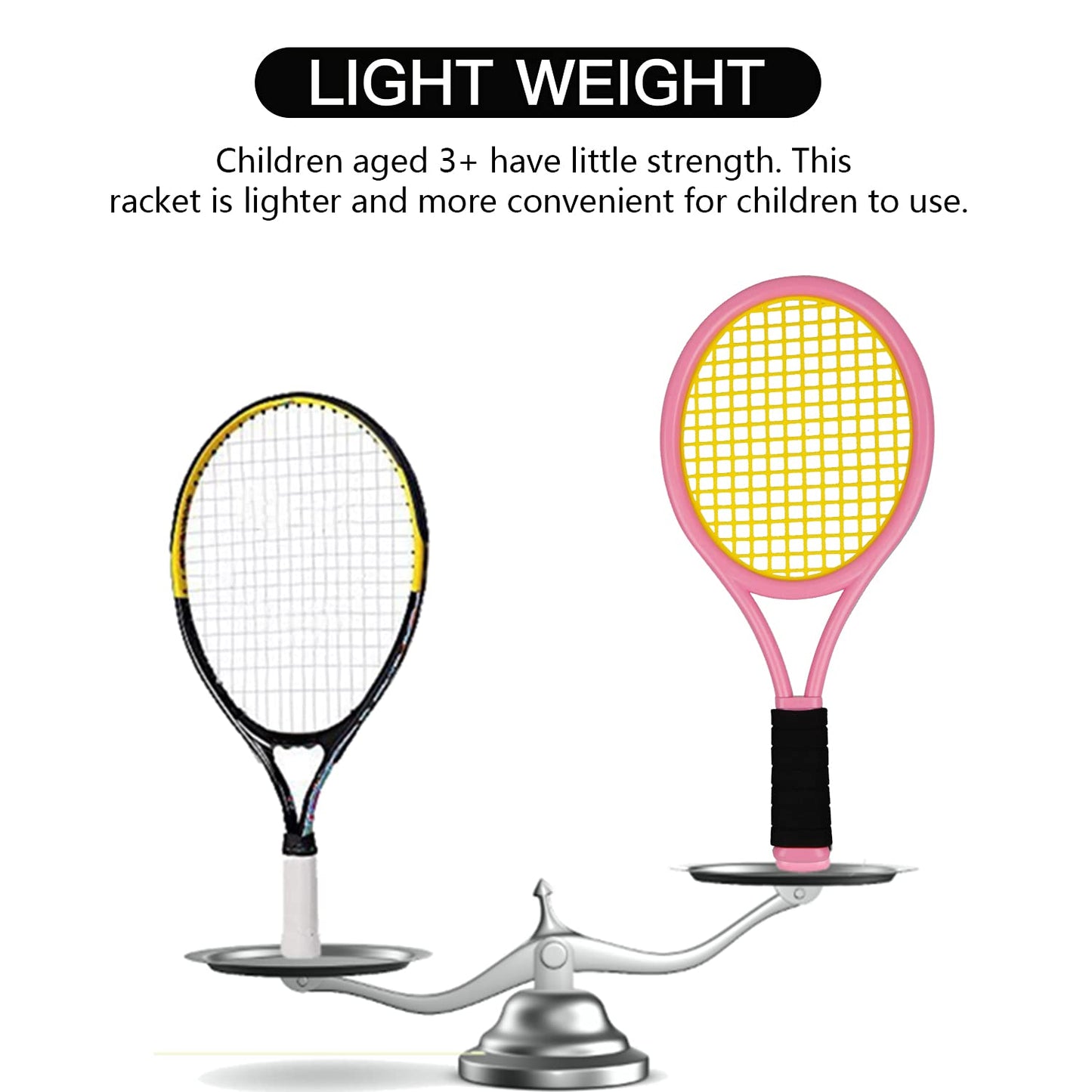 Juego de Tenis para niños, Raqueta de Tenis de plástico de 17 Pulgadas con 2 Pelotas Suaves y 2 Pelotas de Tenis para niños, para Jugar al Aire Libre/Interior