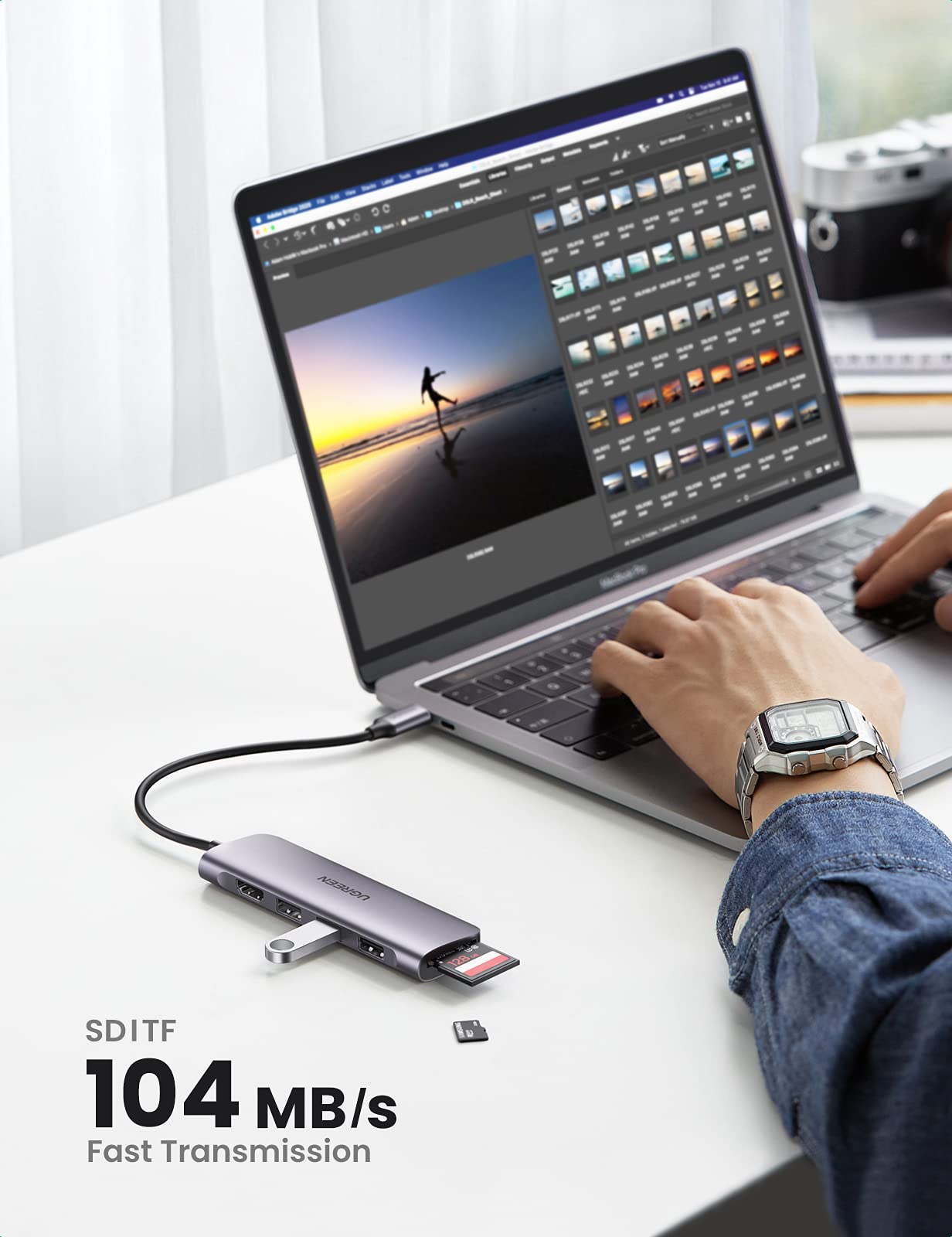 Adaptador USB C UGREEN 6 en 1 Plata Compatible con iPad Macbook iMac XPS iPhone
