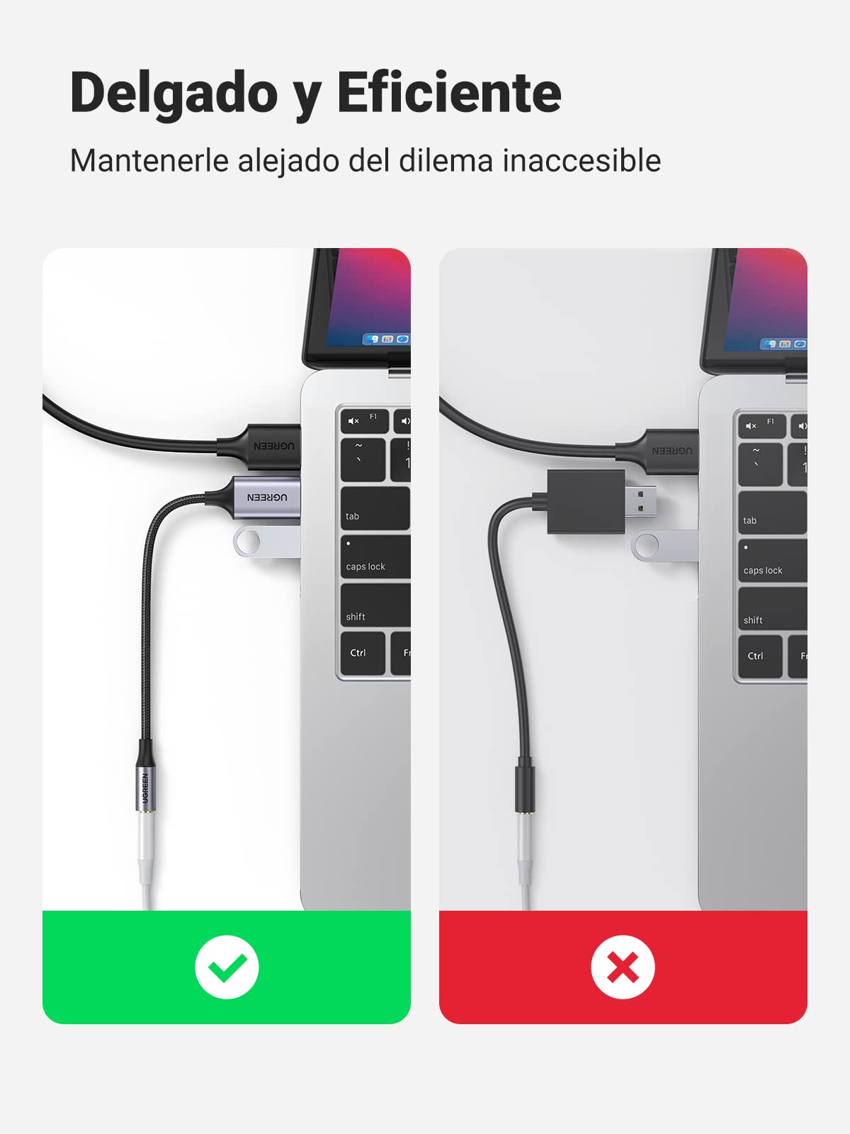 Adaptador USB 2.0 UGREEN Blanco con Chip DAC para Auriculares y Micrófono TRRS Compatible con Windows Mac Linux PC Portátiles PS5 PS