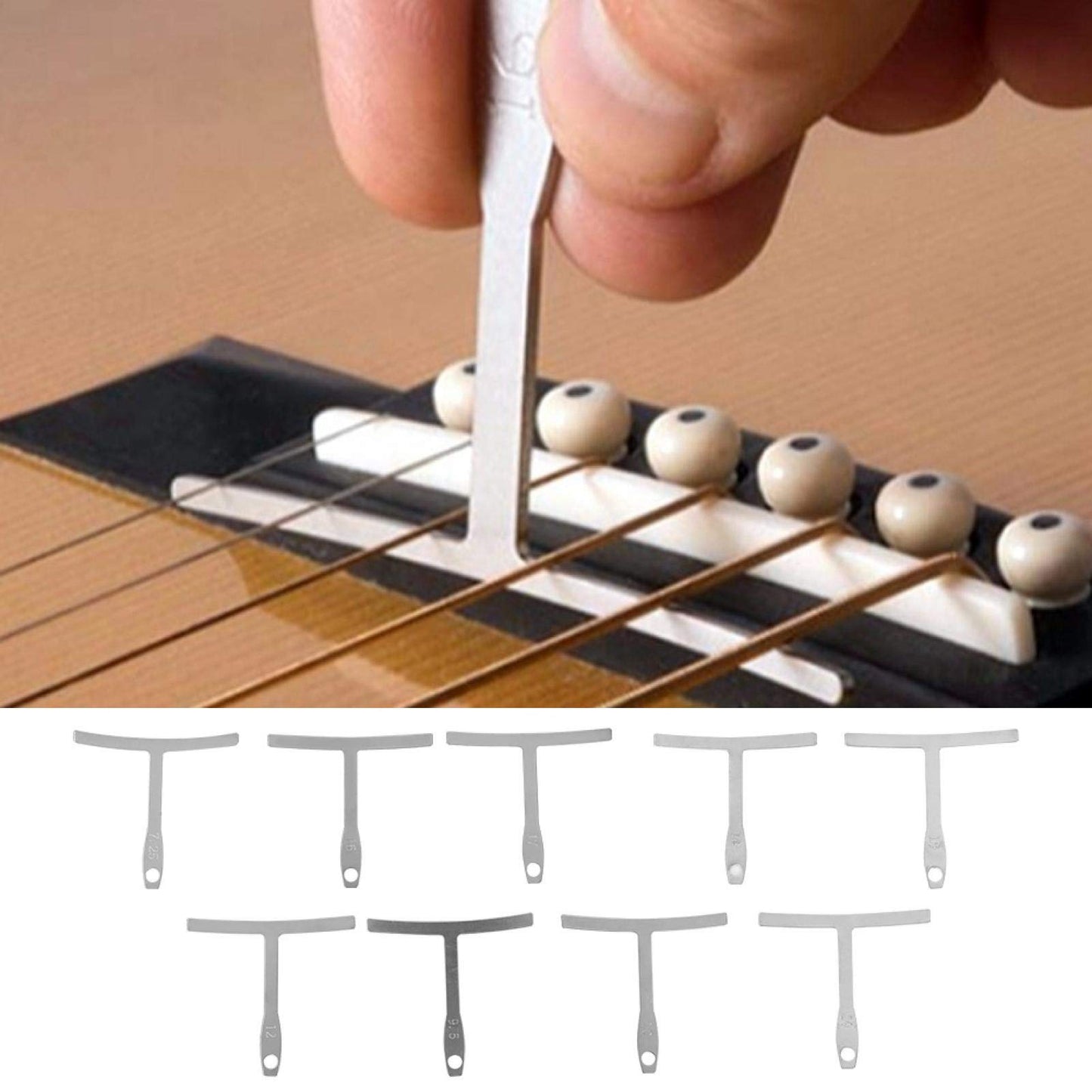 Calibres de cuerda, calibre de radio de guitarra de metal profesional preciso para guitarra para puente, diapasón, sillín para bajo