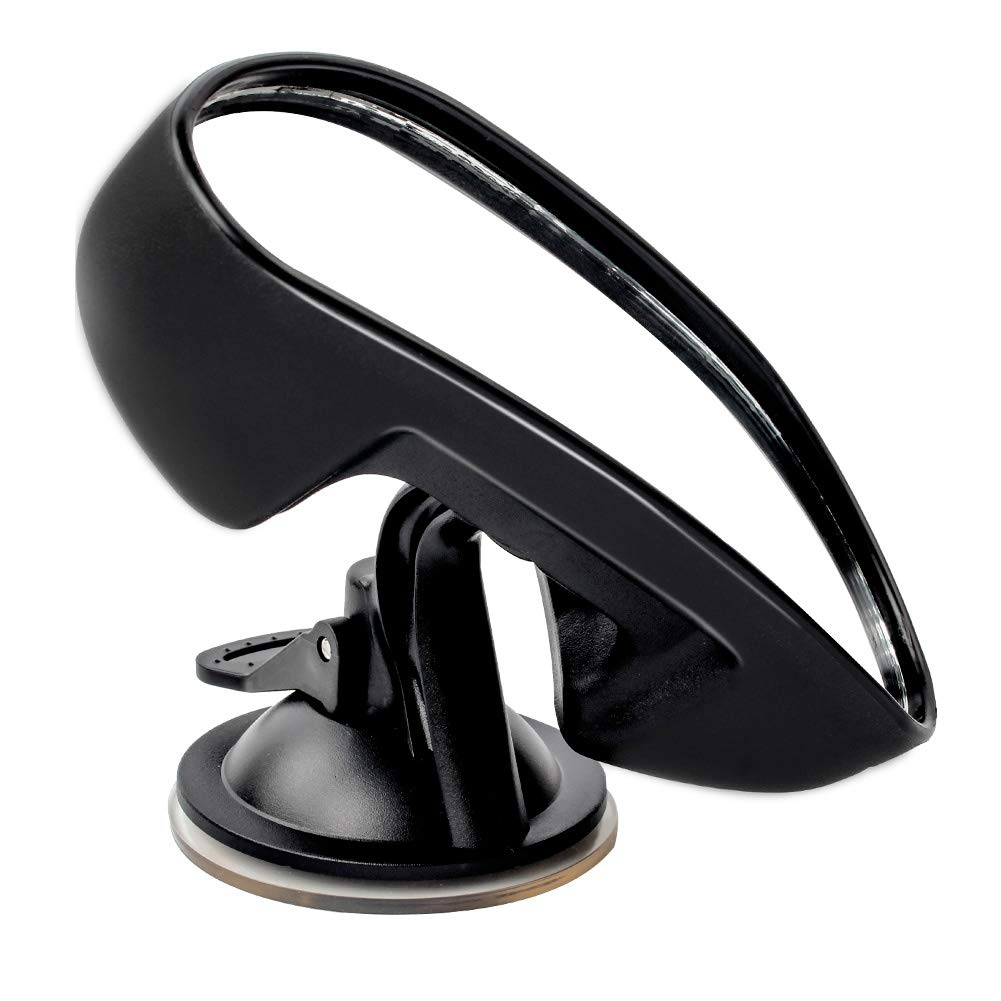 GES - Espejo retrovisor ajustable de 360 grados, ventosa de refuerzo para coche, 5.9 x 2.2 pulgadas, color negro