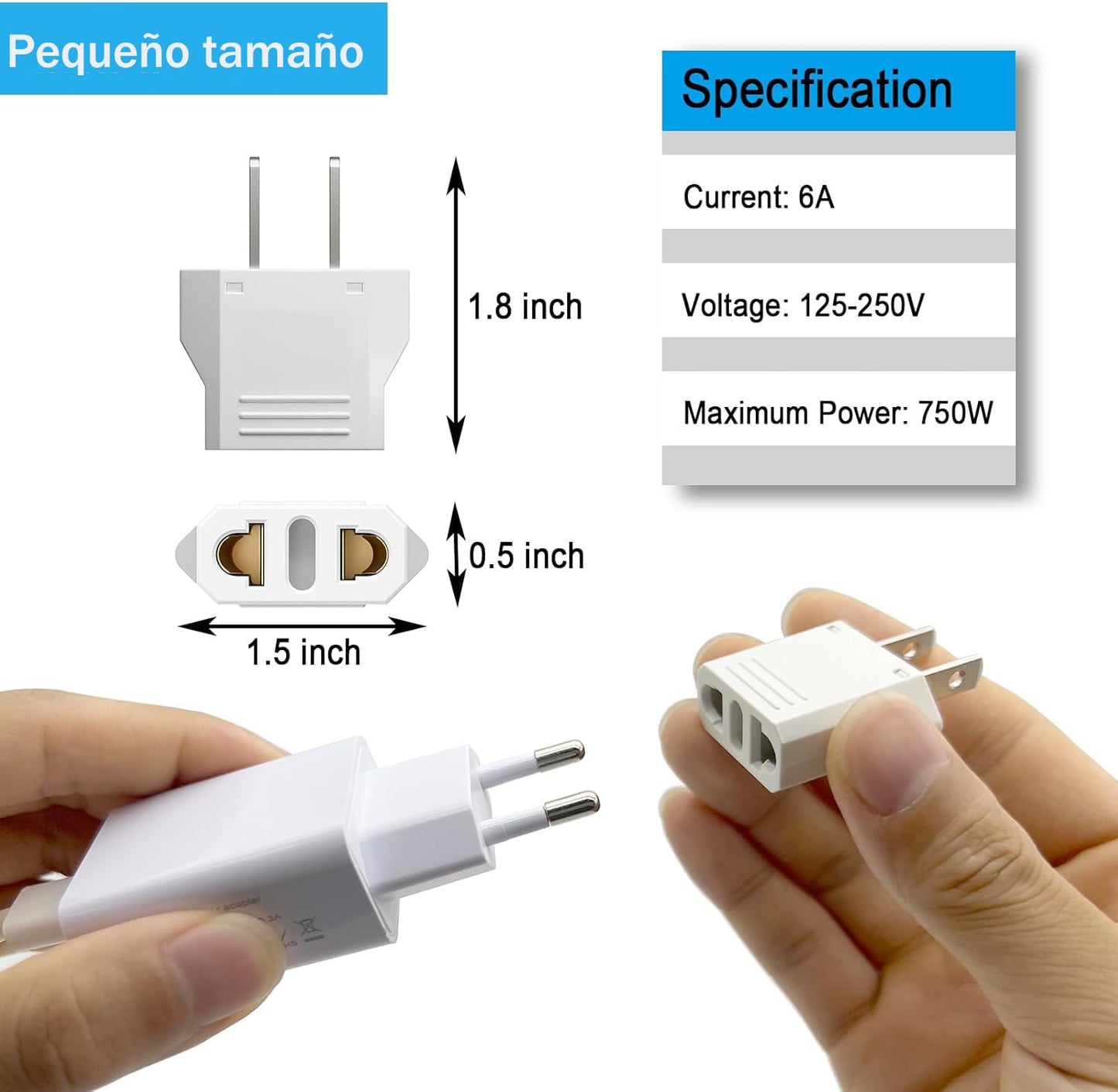 Adaptador de Conexión JOZUTTOW Europa a América Negro Pack de 2