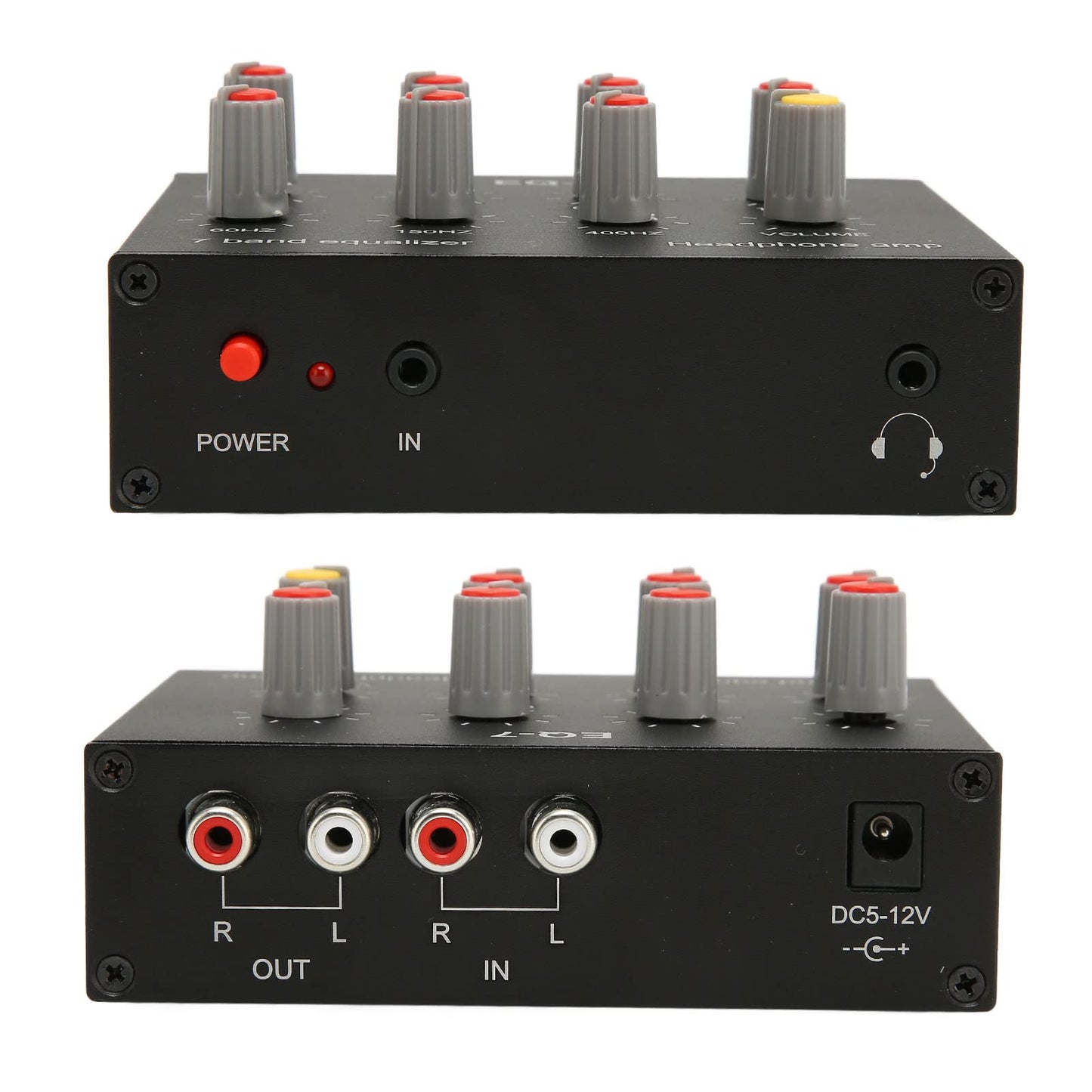 GOWENIC Ecualizador de Sonido de 7 Bandas de Doble Canal con Ajuste de Graves Altos de 12 DB, Salida de Entrada, Interfaz de 3,5 Mm, Compatible con Auriculares para Audio de Automóvil
