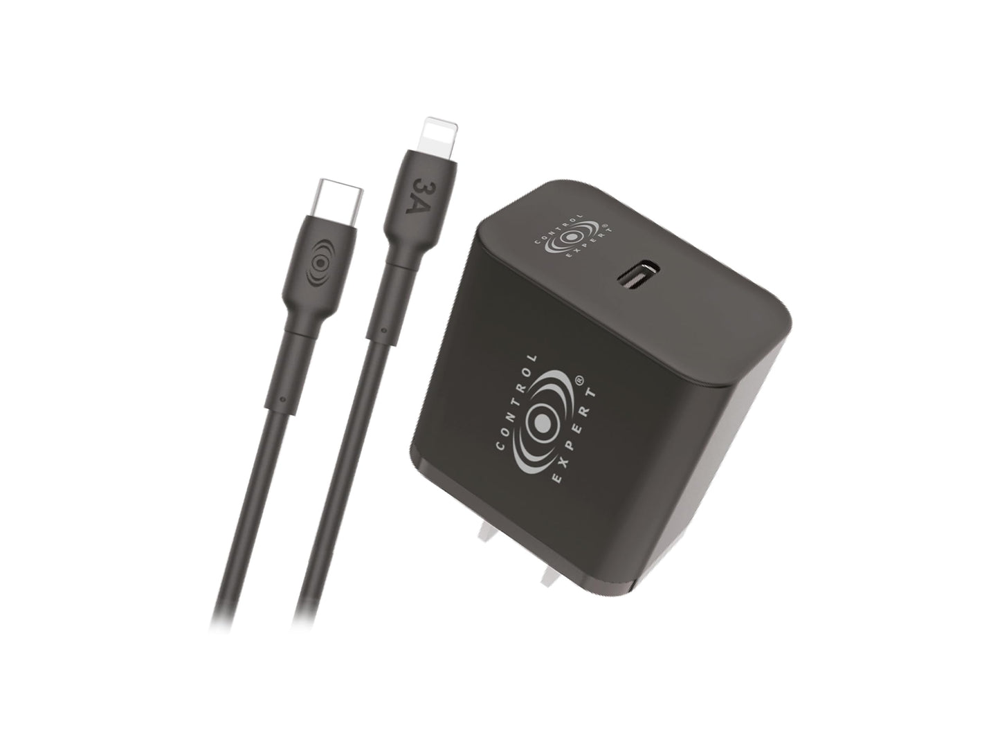 CONTROL EXPERT Cargador Carga Ultra Rápida para iPhone 3A 20W Cable de 1 Metro USB a Lighntning (Negro)