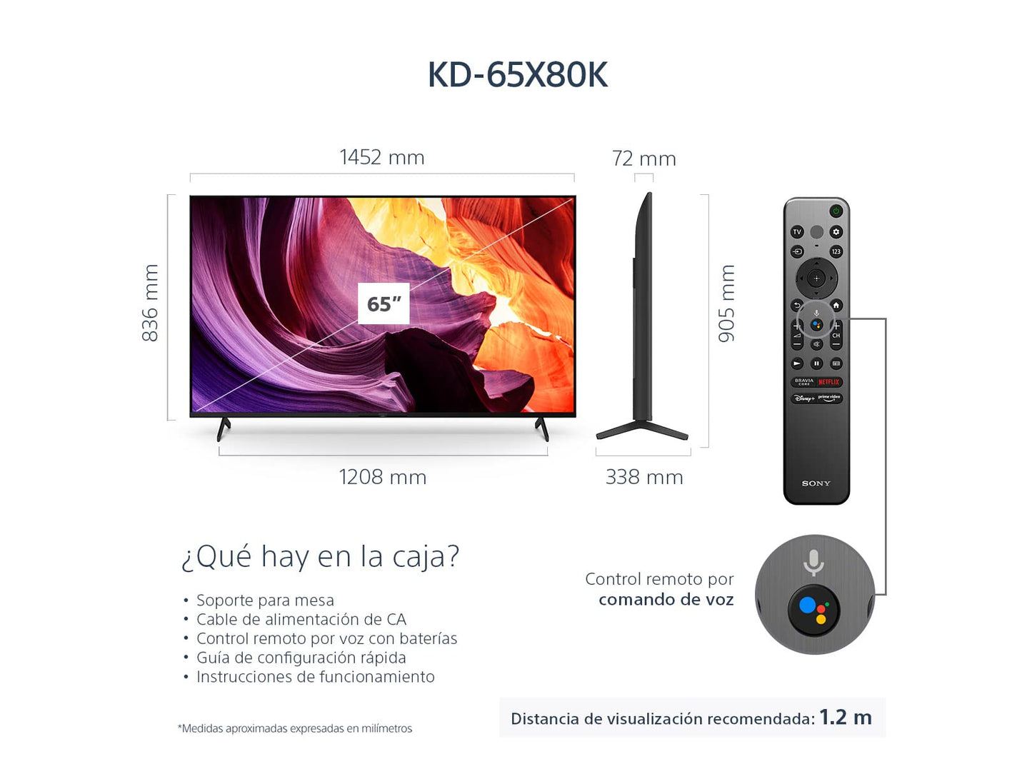 Pantalla LED 65 Pulgadas Sony X80K 4K UHD Smart Google TV