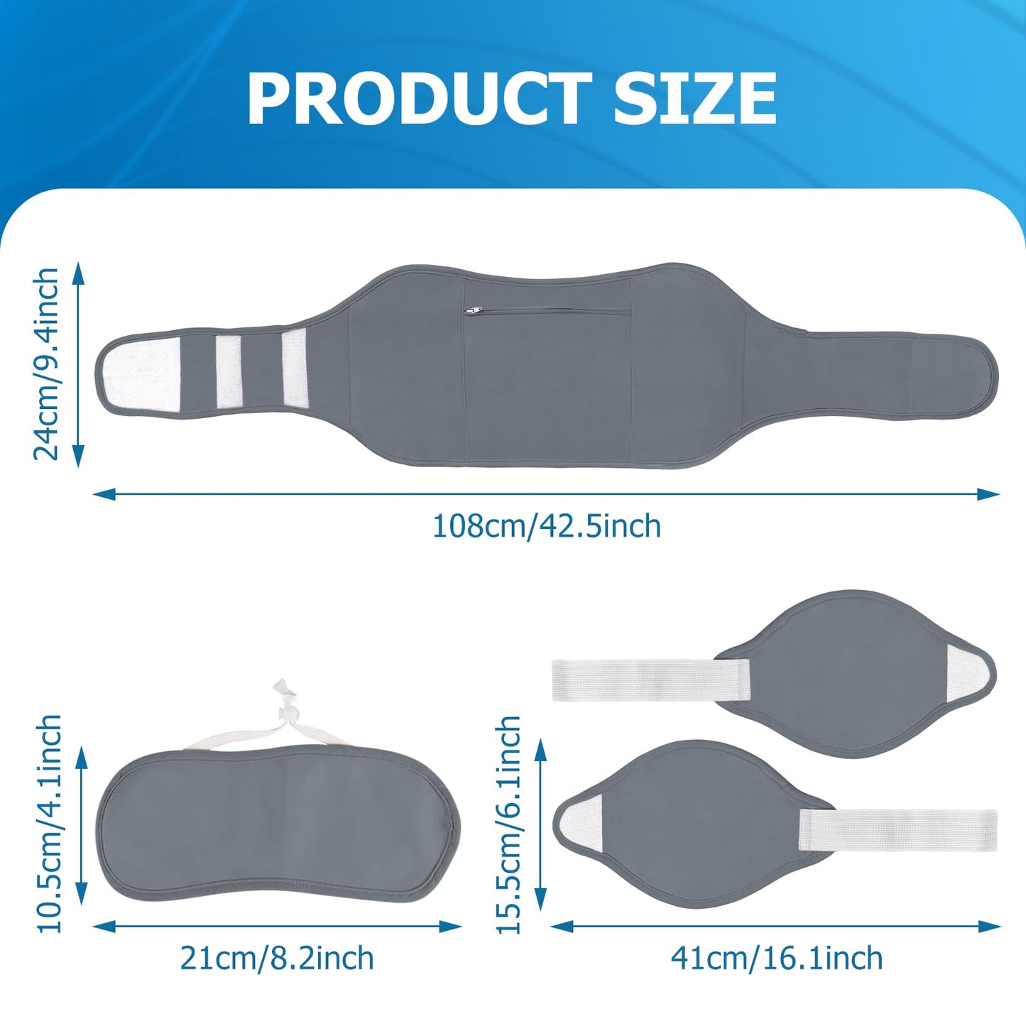 Paquete de 4 aceite de ricino para rodilla, cuello y abdomen, paquete de aceite de ricino reutilizable para abdomen con correa elástica ajustable, franela de algodón, lavable a máquina, antifugas de