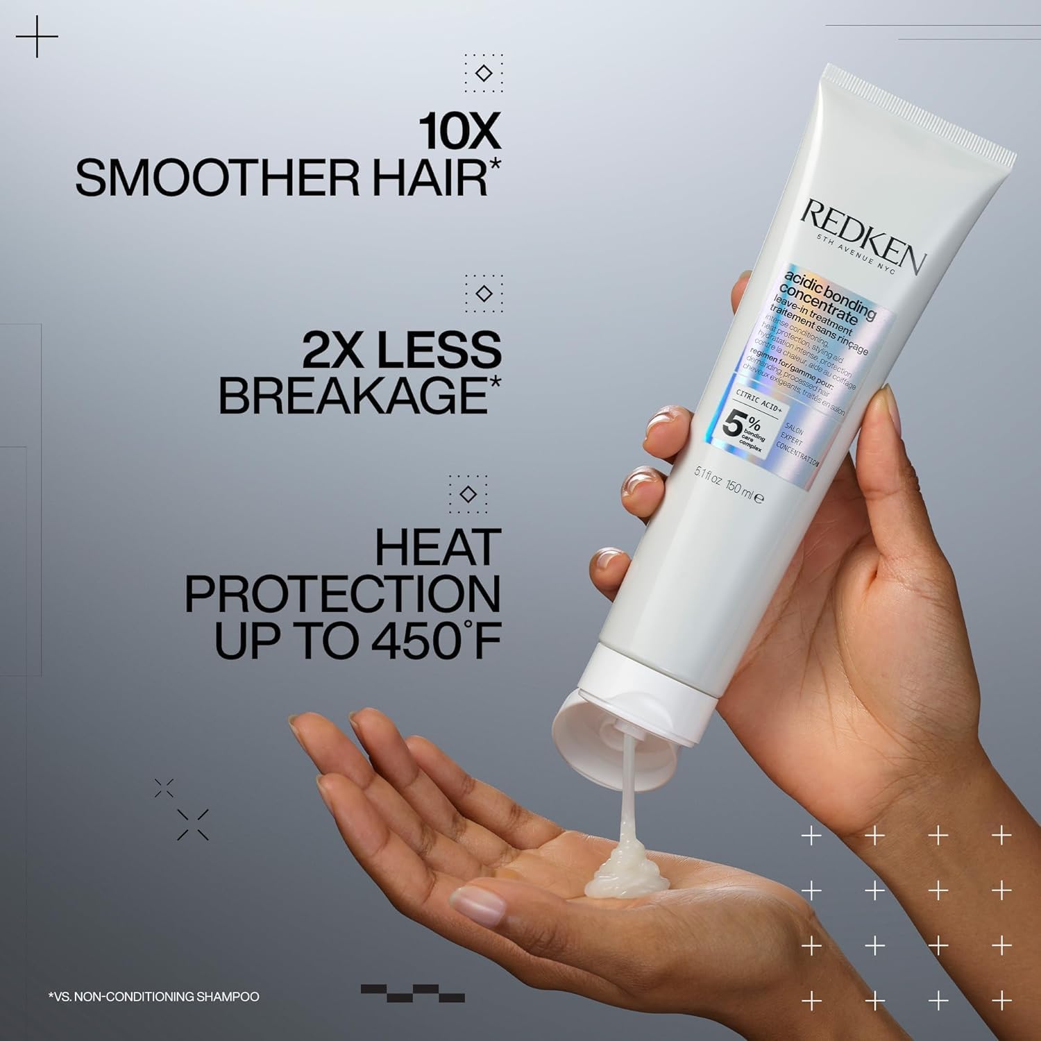 REDKEN- Tratamiento sin enjuague Acidic Bonding Concentrate |Tratamiento reparador para cabello dañado con protección térmica | Proporciona máxima reparación y acondicionamiento intenso | Bonding Complex y ácido cítrico | 150ml