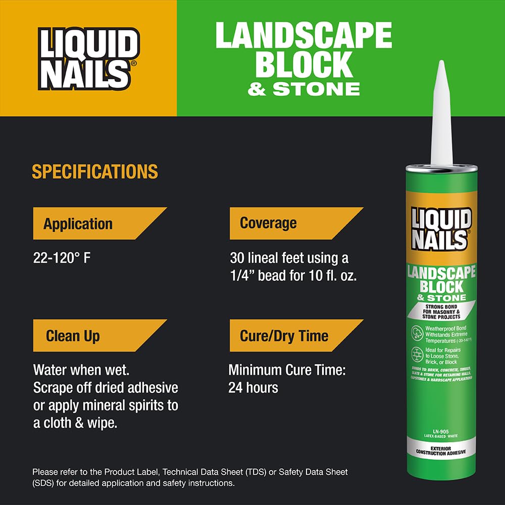 LIQUID NAILS LN-905 Landscape Block Adhesive (Low-VOC) (10-Ounce)