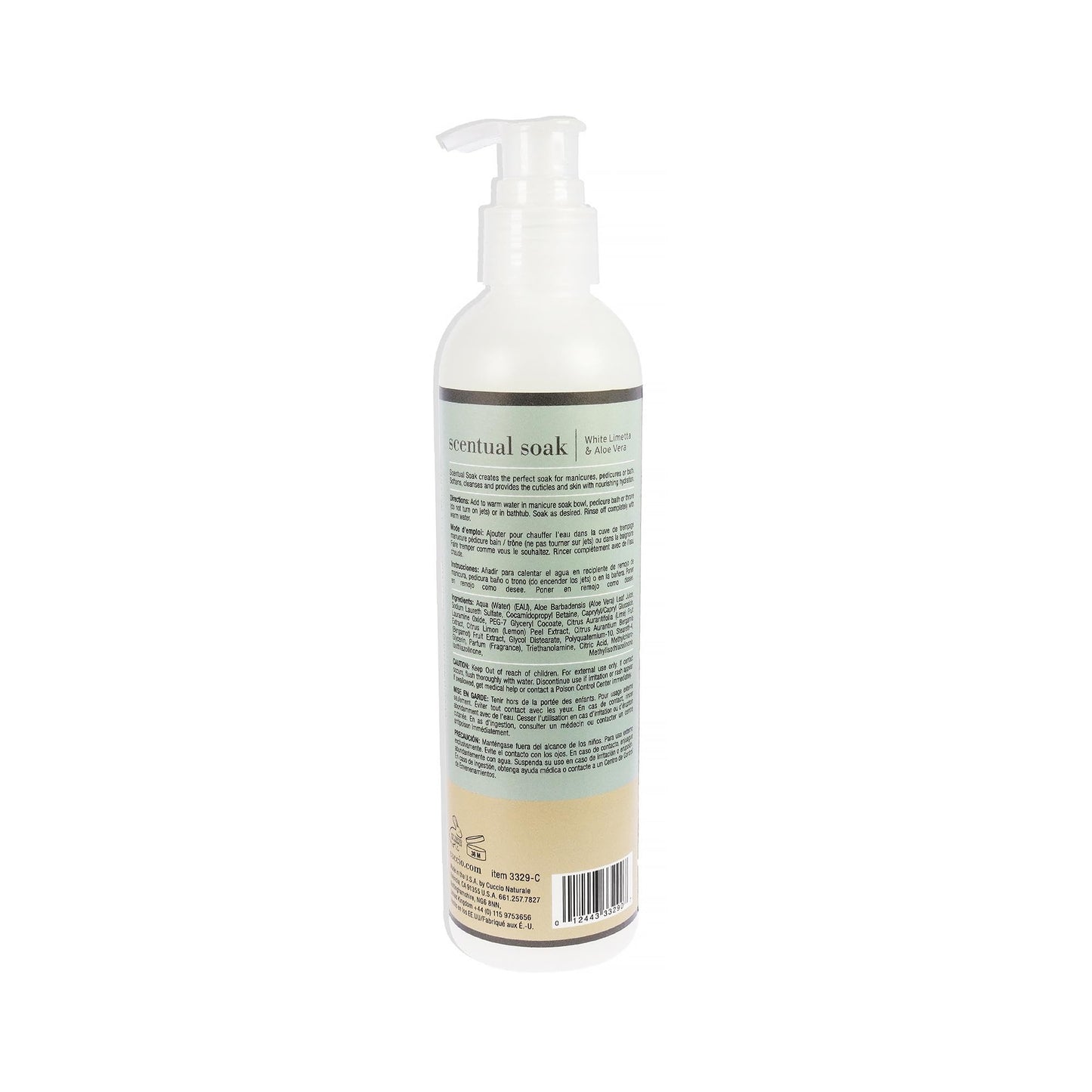 Cuccio Naturale Scentual Soak - Creamy, Liquid Wash For Mani-Pedi - Paraben Free - Softens, Cleanses And Moisturizes Your Skin - Use On Hands, Body And Feet - White Limetta And Aloe Vera - 237 ML