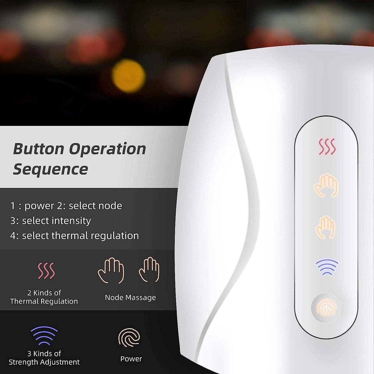 Masajeador Eléctrico de Mano para Masaje de Palma, Masajeador de Manos Eléctrico con Calor y Vibración 3 Modos y 3 Niveles de Compresión,Recargable,para Alivio del Dolor y Entumecimiento de los Dedos