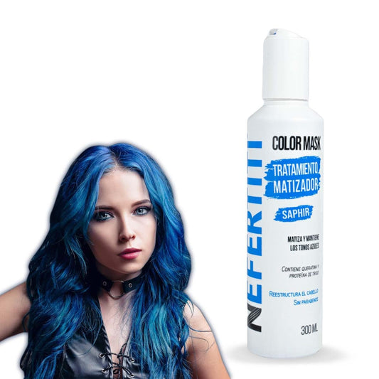 Tratamiento Matizador Nefertiti Saphir Azul con Keratina y Proteína de Trigo para el Cabello