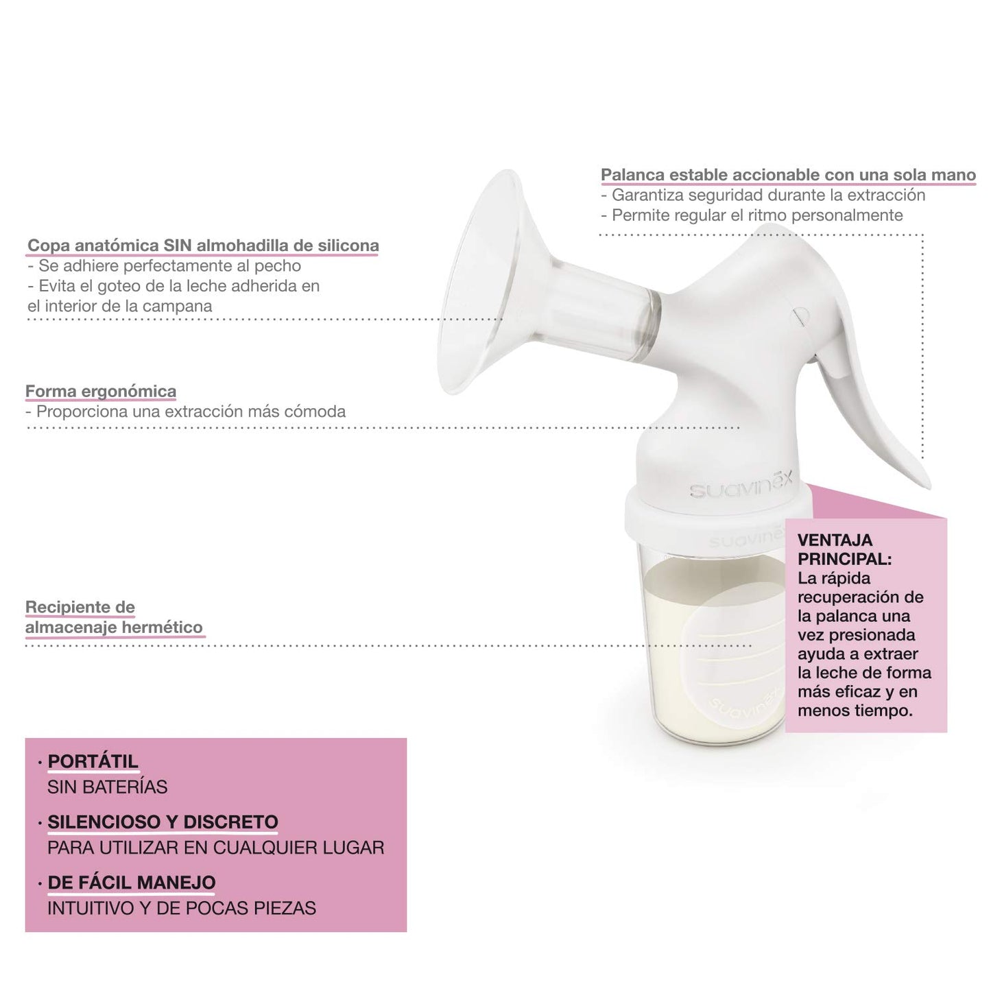 EXTRACTOR DE LECHE MANUAL "LACTANCIA ZERO ZERO" SUAVINEX