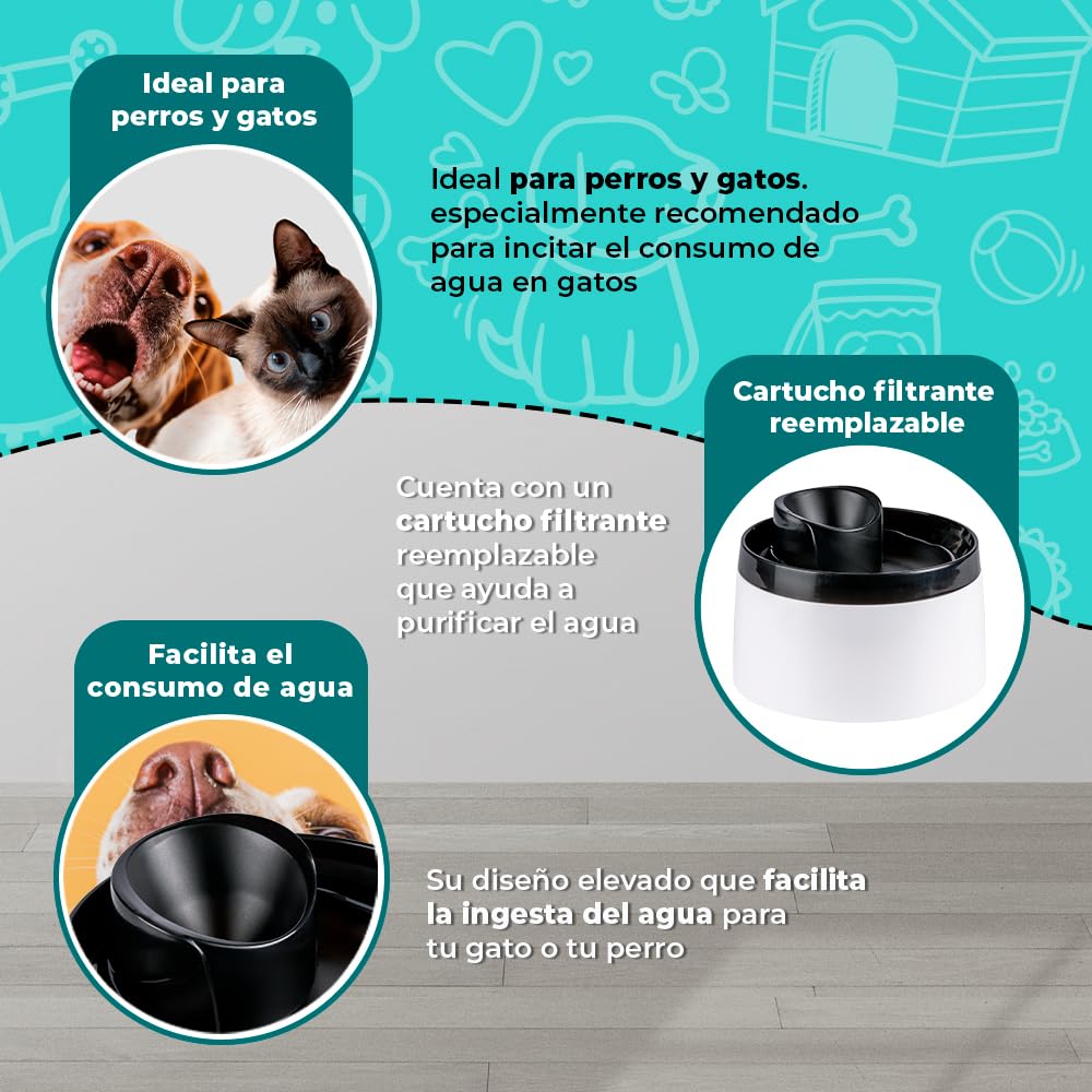 Fancy Pets Bebedero de Agua Tipo Fuente Automático para Perros y Gatos con Capacidad de 2 litros