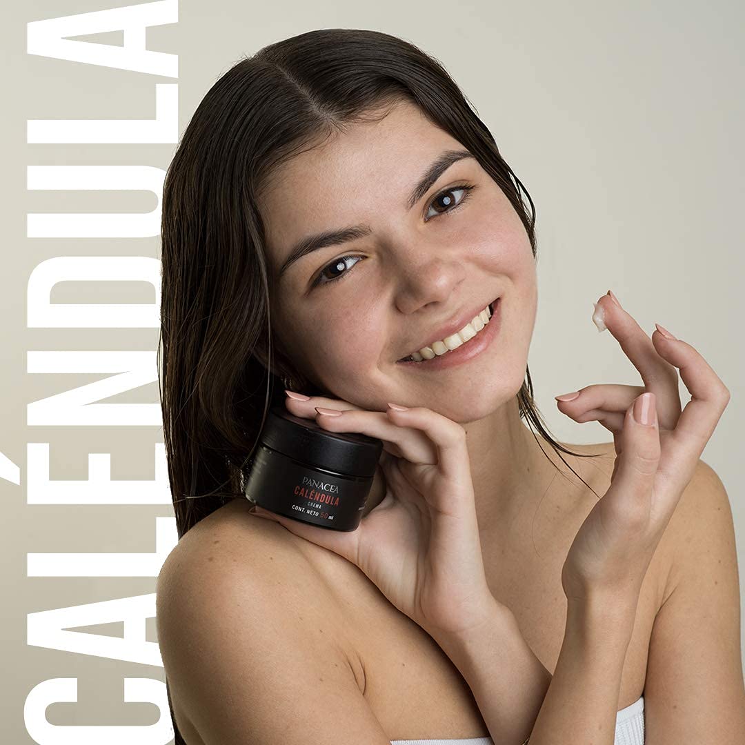 Crema facial de CALÉNDULA. Hidratante. Contiene caléndula, sábila y centella asiática. Su fórmula base está hecha de aceite de coco, uva, cera de abeja y manzanilla.50g.