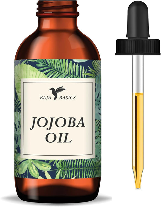 Jojoba Oil - Organic, 100% Pure, Cold Pressed | For Moisturizing Skin, Hair and Cuticles | Large 4oz | Baja Basics