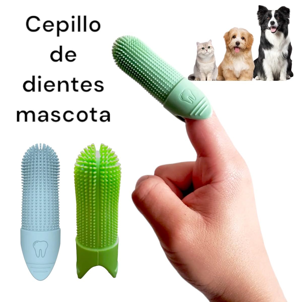 Cepillo de Dientes para Mascota Super Resistente Lavable en Estuche 2 Piezas
