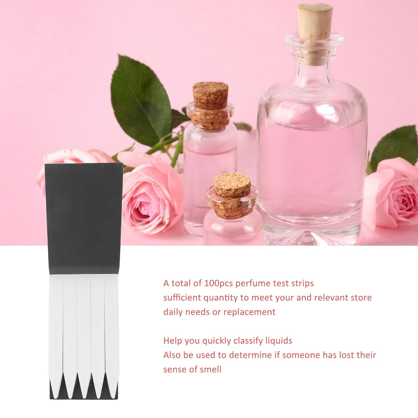 Papel de Prueba de Fragancias para Perfume: Pack de 100 Tiras con Cubierta Negra