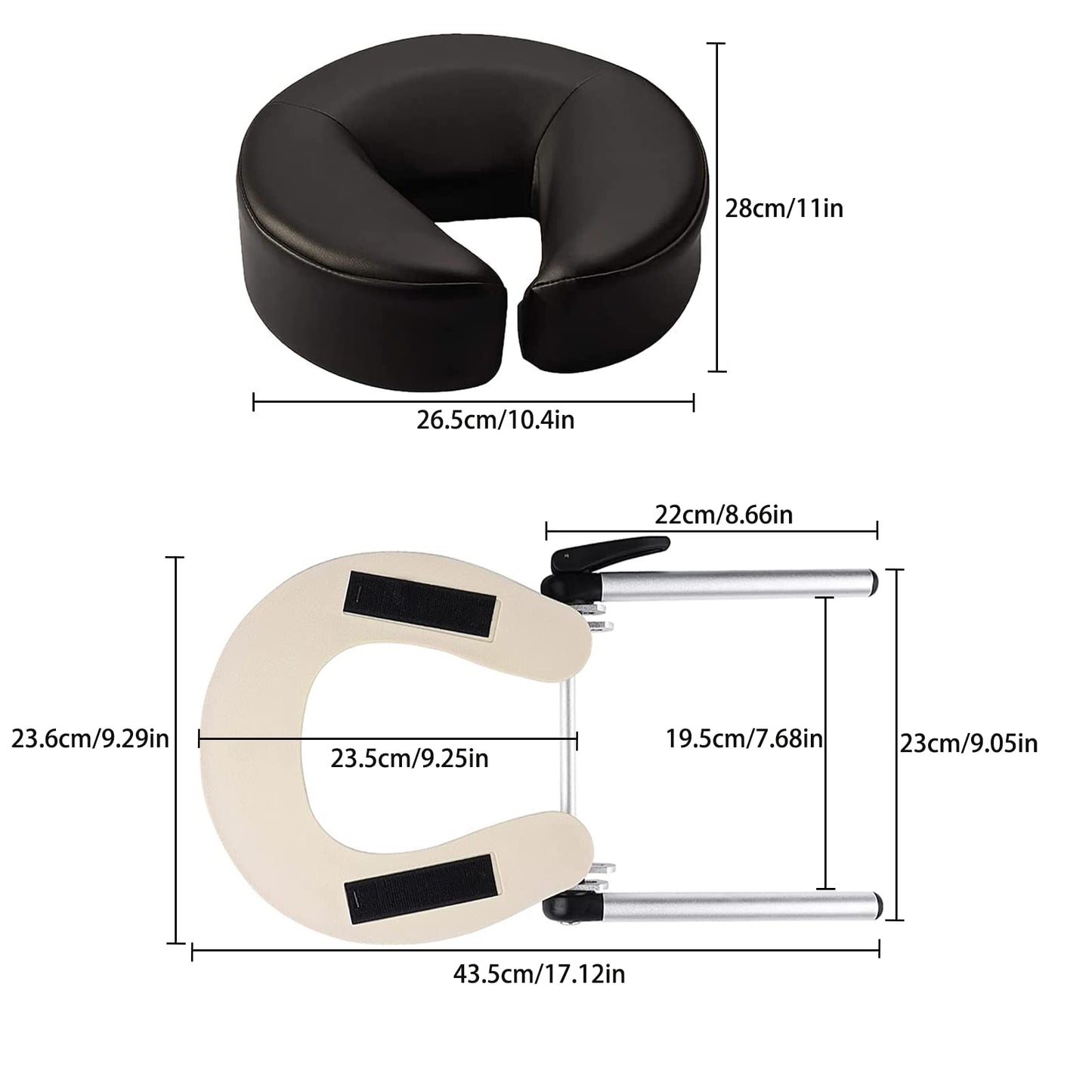 HOINCO Reposacabezas de masaje ajustable de aluminio para cama y cuna de cara para mesa de masaje, almohada en forma de U, comodidad de belleza, spa, reposacabezas, cama, cuna para mesas de masaje, equipo