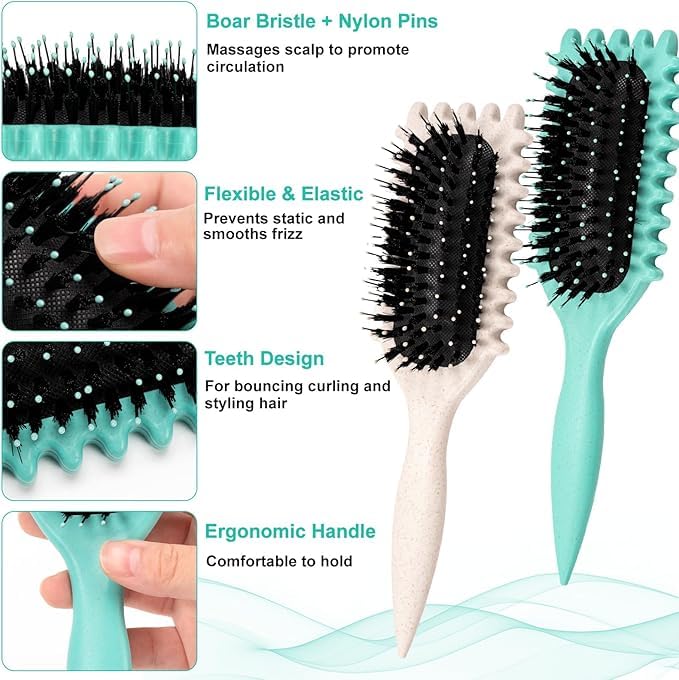 Set de Peines con Tecnología de Colchón de Aire para Desenredar Cabello Rizado y Ondulado - Pack de 2 Unidades, Ideal para Cuidado Diario del Cabello Rizado