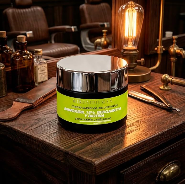 Set de Cremas Minoxidilmax Bergamota, Biotina, Auxiliar Crecimiento Cabello y Barba
