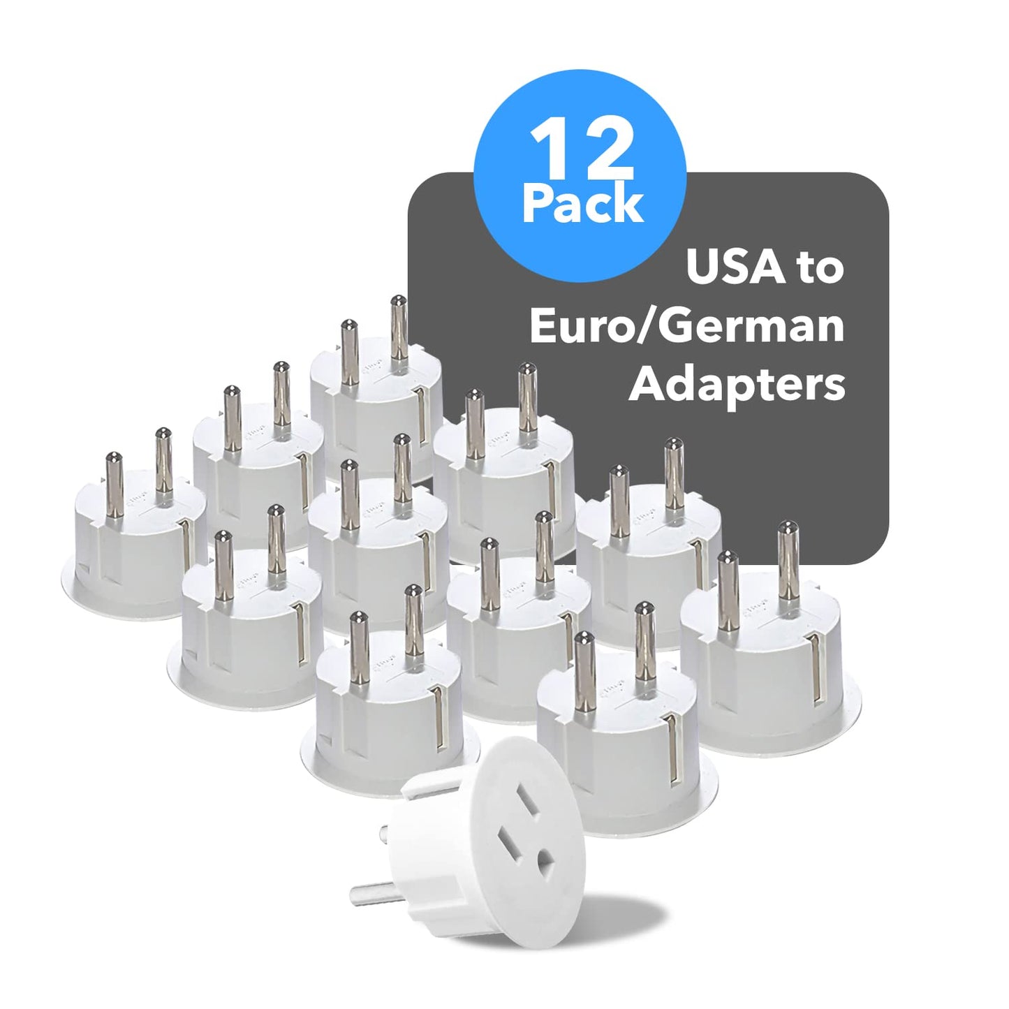 Adaptadores de Enchufe American USA a Europeo Schuko Orei Certificados CE Alta Resistencia - 12 Paquetes