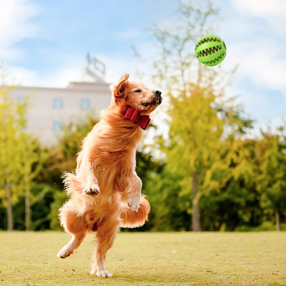 LISAPRO Pelotas Grandes de Goma para Mascotas, duraderas, funcionales para Limpieza y Cuidado Dental para Mascotas, Juguete para Perro, Pelota de Goma Resistente a mordeduras(1Verde +1 Amarillo)